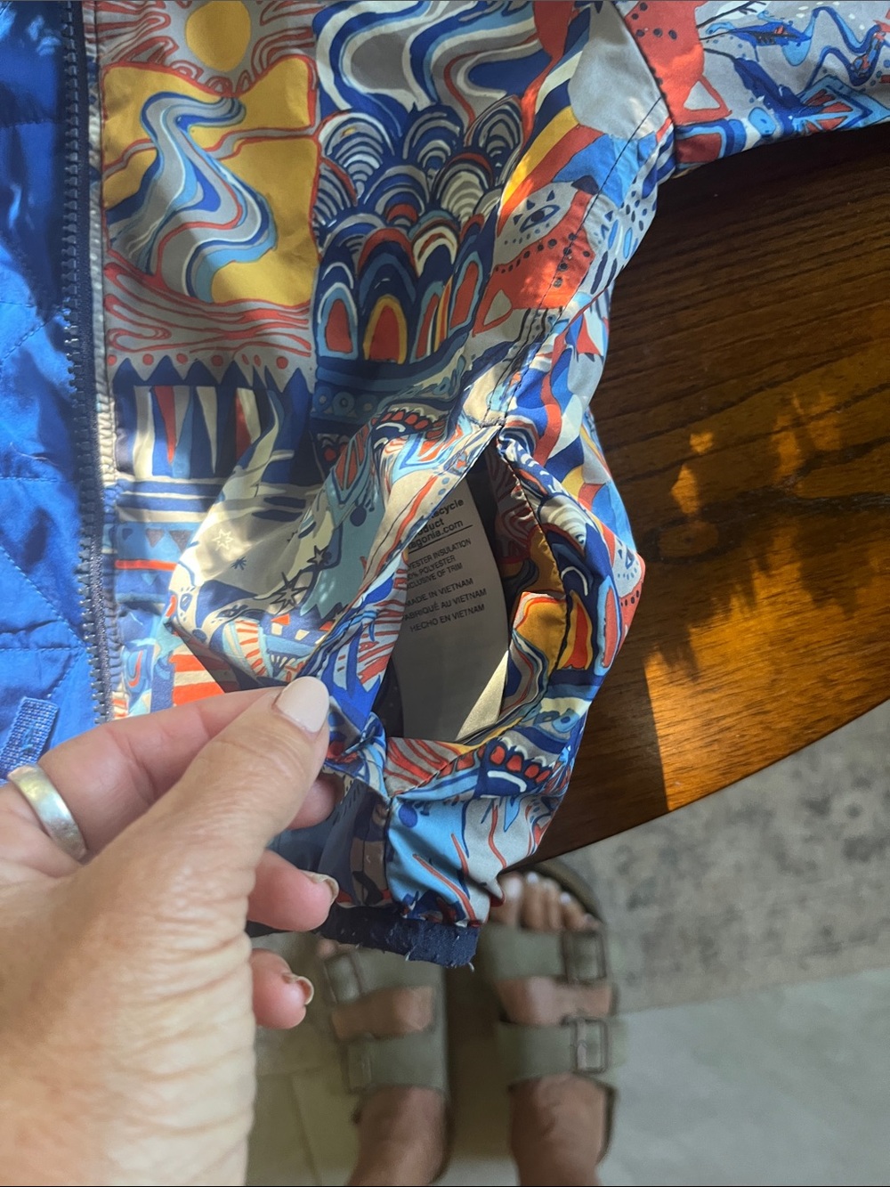 Patagonia Reversible Blue Patterned Hooded Jacket 3T - Picture 10 of 11